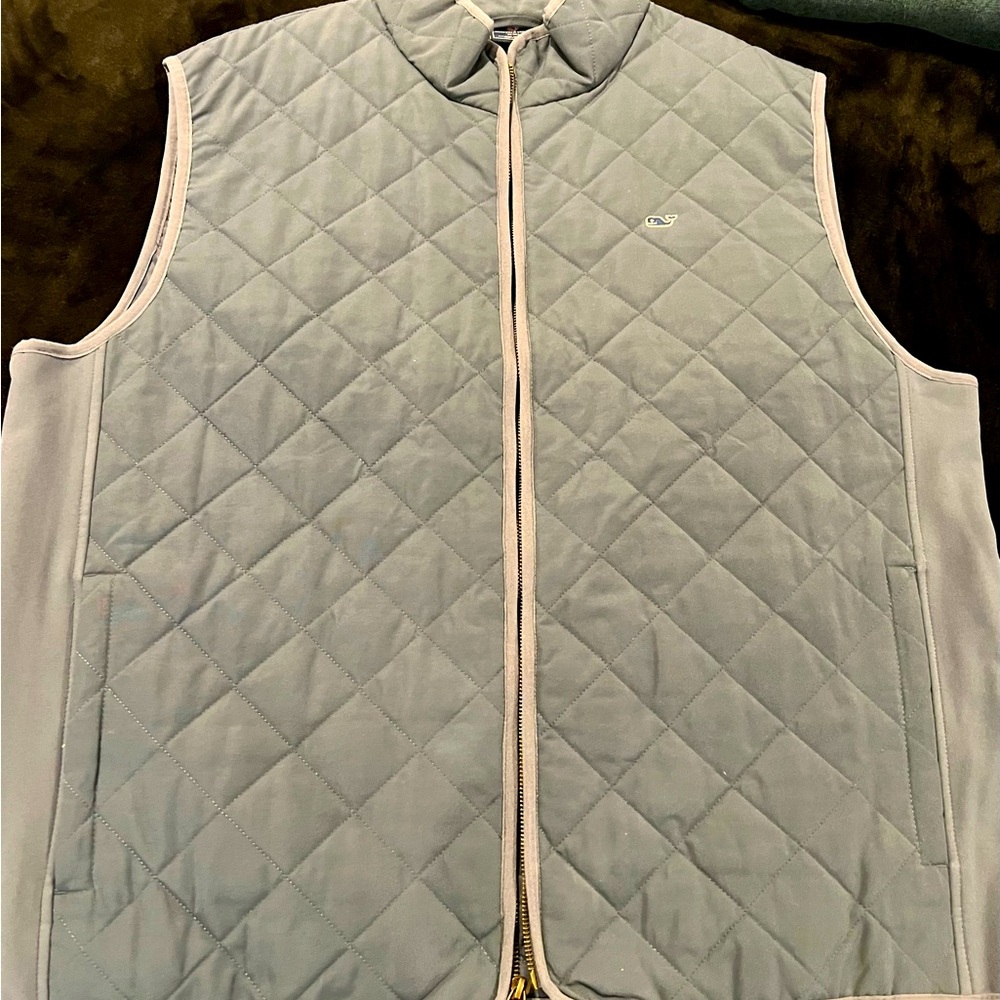 Vineyard Vines Quilted Light Blue & Cream Vest